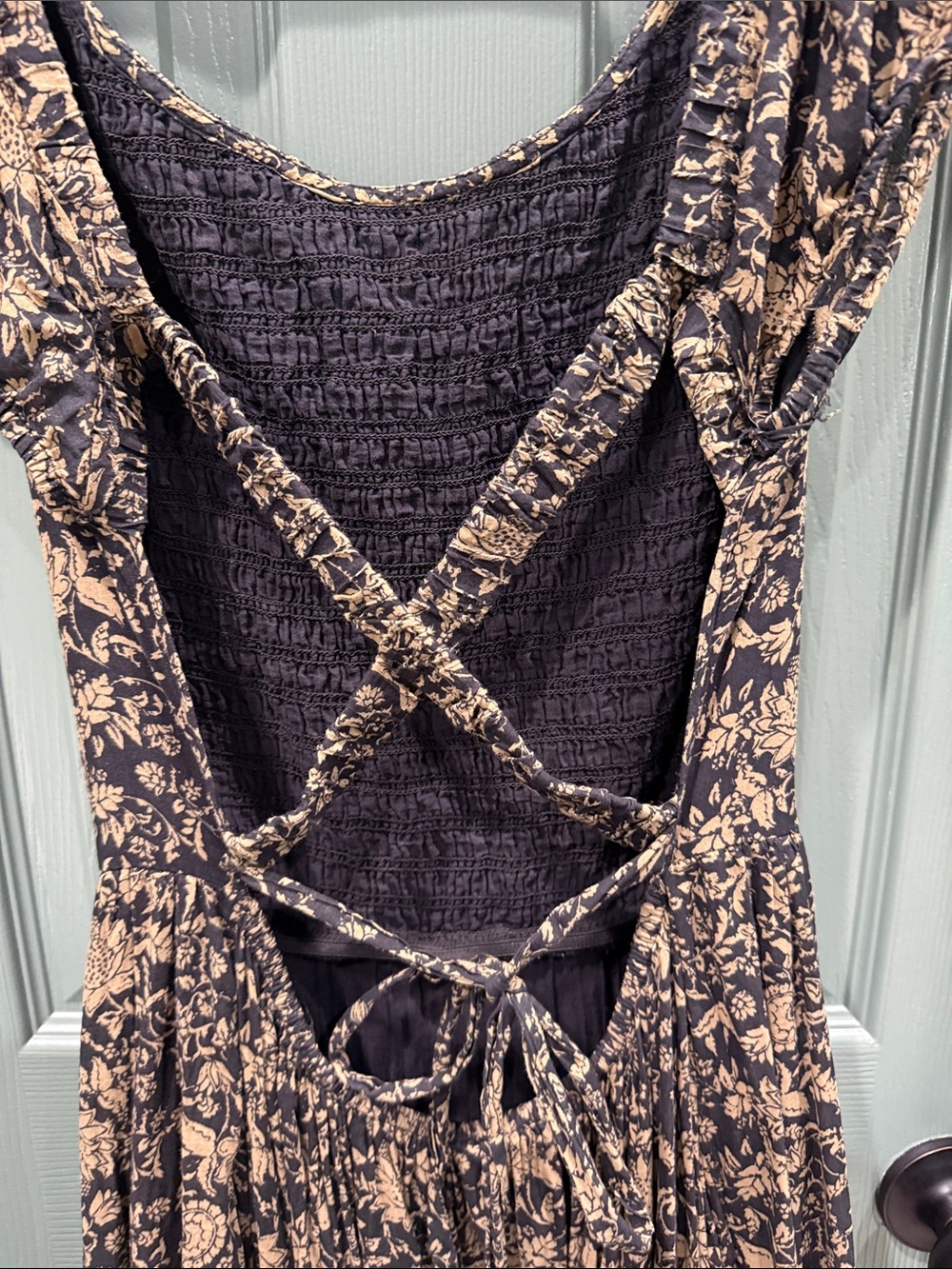 Free People Ultraviolet Dress Black and Gold Floral Maxi - Picture 6 of 7
